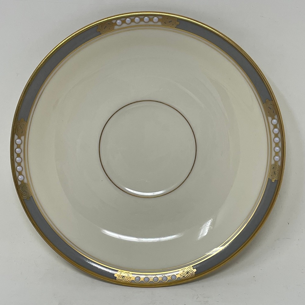 Lenox‎ McKinley Saucer Presidential Collection Grey Gold Trim Bone China USA 6"